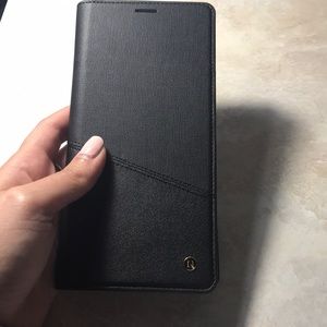 samsung note 8 black leather foldable case